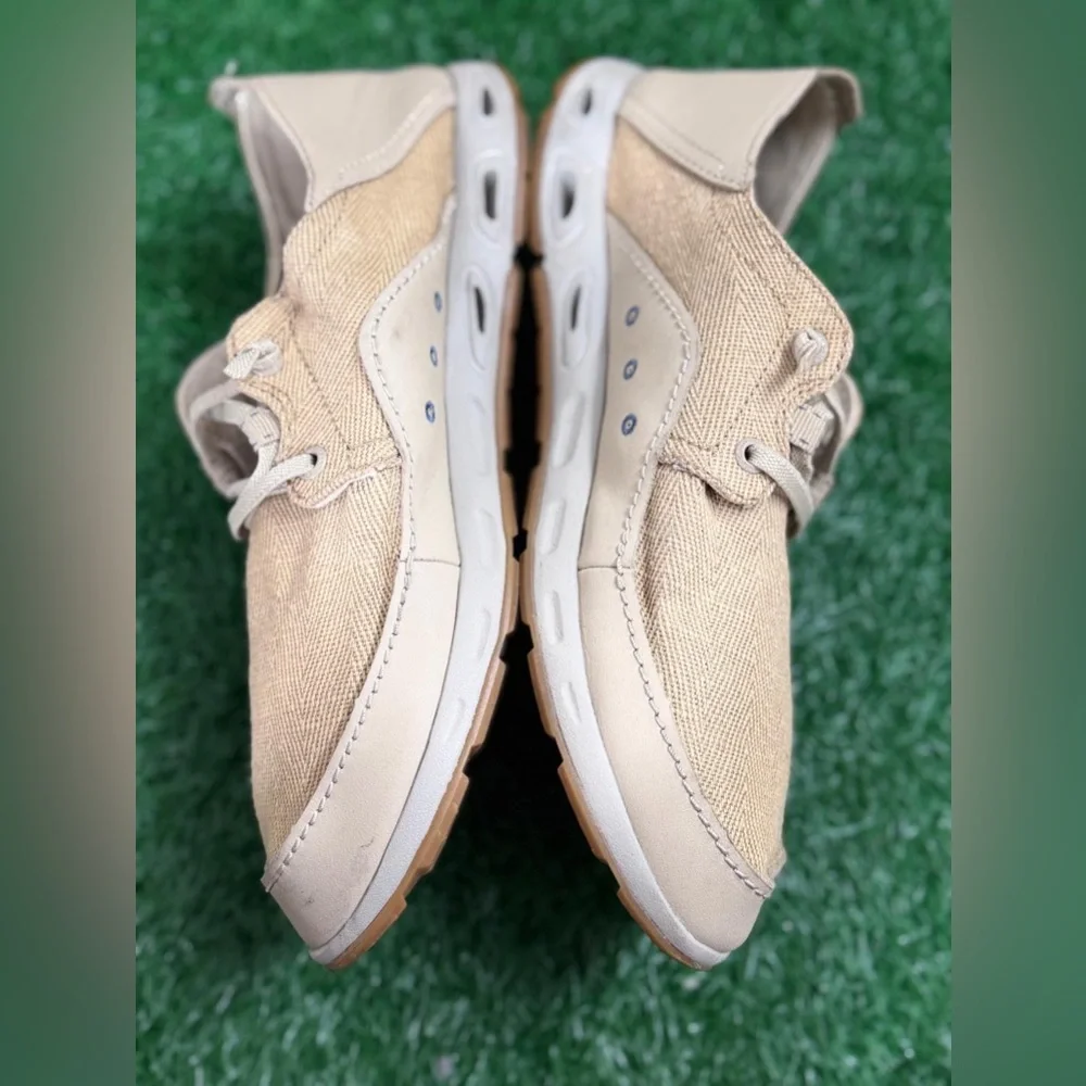 Columbia Men’s Tan Boat Shoes with Canvas‎ Upper Size 9